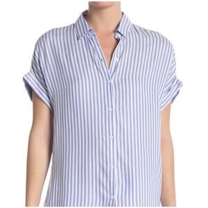 Beach Lunch Lounge Women's Striped Short Sleeve Camp Shirt Size Large Striped